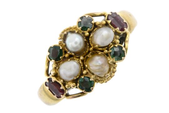 Mid Victorian 15ct gold gem ring - Image 1 of 2