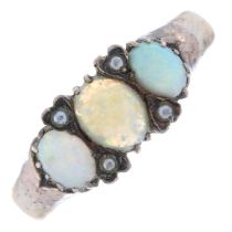 Early 20th century opal & imitation pearl ring