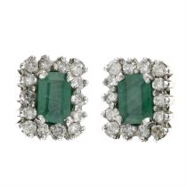 9ct gold emerald & diamond earrings