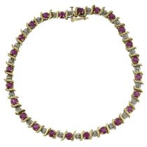 9ct gold ruby & diamond bracelet