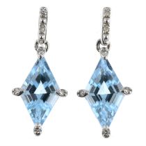 Blue topaz & diamond drop earrings