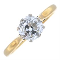 Old-cut diamond single-stone ring.