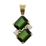 Tourmaline and diamond pendant