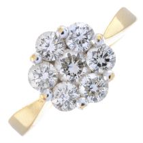 Brilliant-cut diamond floral cluster ring