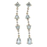 9ct gold aquamarine & diamond earrings