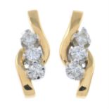 18ct gold diamond three-stone earrings