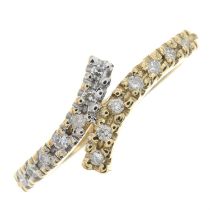 Bi-colour 9ct gold brilliant-cut diamond crossover ring