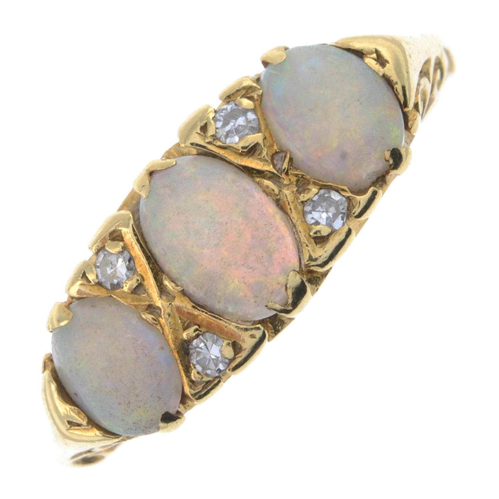 18ct gold opal & diamond ring