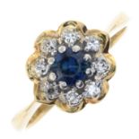 18ct gold sapphire & diamond cluster ring