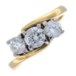 18ct gold three-stone diamond ring