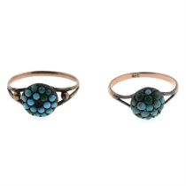 Two Victorian turquoise cluster rings