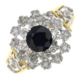 18ct gold sapphire & diamond cluster ring