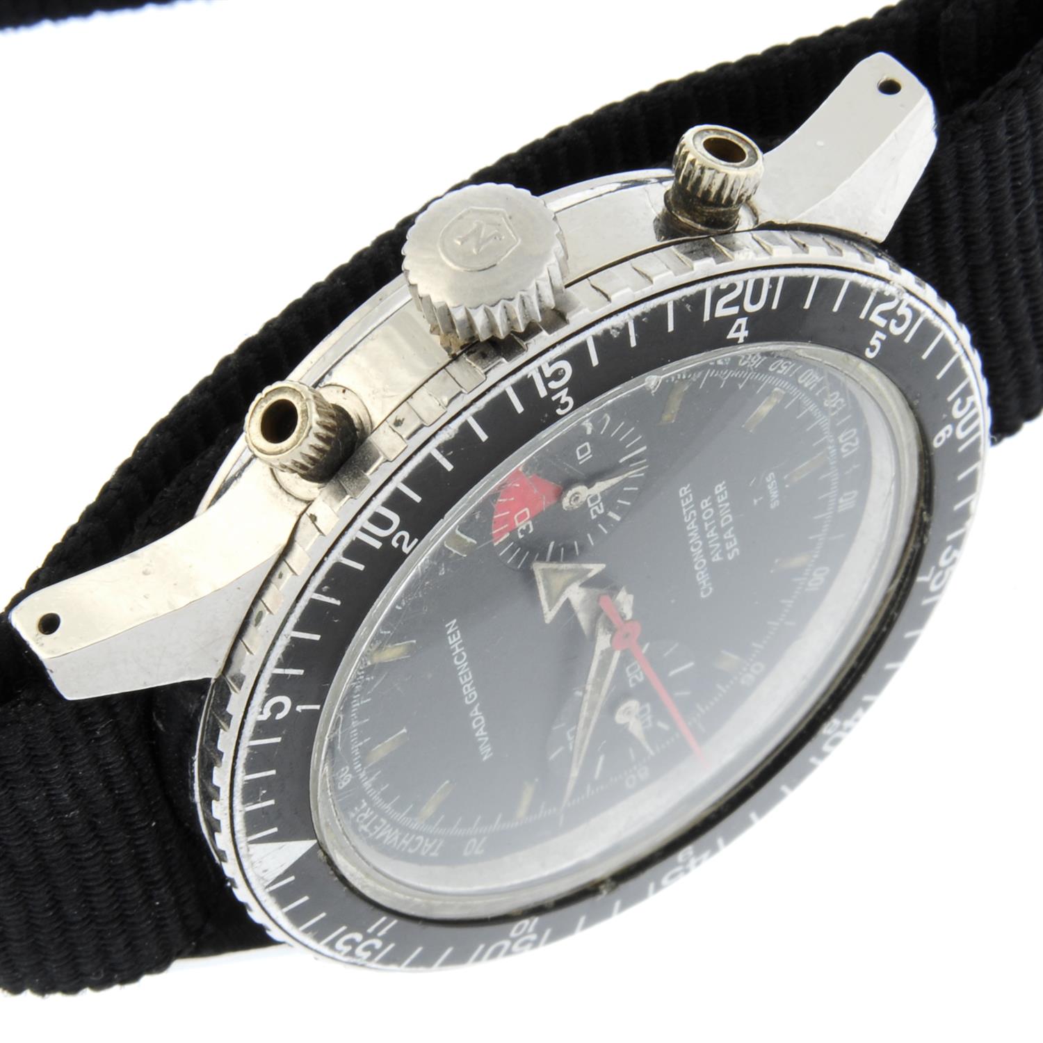 Nivada Grenchen - a Chronomaster Aviator Sea Diver chronograph watch, 38.5mm. - Image 3 of 4