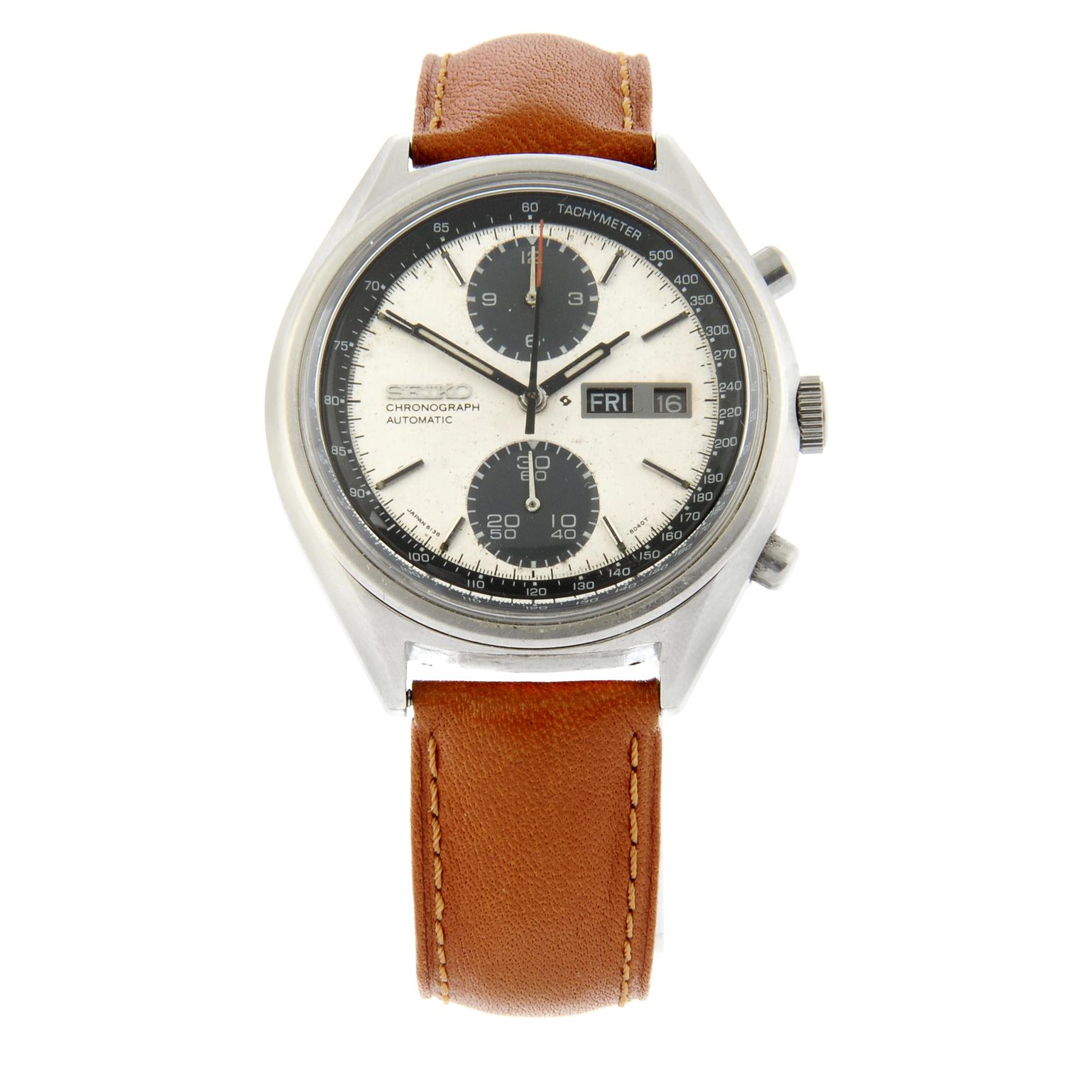 Seiko - a 'Panda' chronograph watch, 40mm.