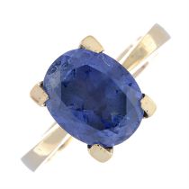 Synthetic sapphire single-stone ring