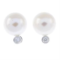 18ct gold cultured pearl & diamond earrings