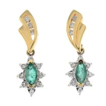 Emerald & diamond drop earrings