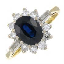 Sapphire & diamond cluster ring