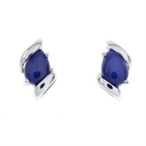 Synthetic star sapphire stud earrings