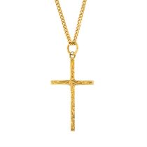 9ct gold cross pendant & chain