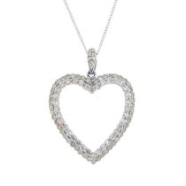 9ct gold diamond heart pendant, with chain