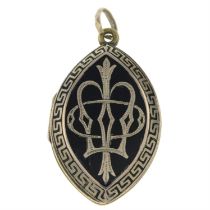 Victorian enamel mourning locket pendant