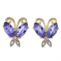 9ct gold tanzanite & diamond butterfly earrings