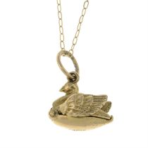 9ct gold swan pendant with chain