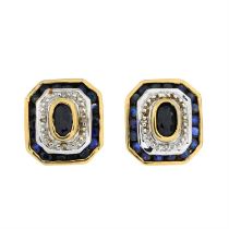 9ct gold sapphire & diamond earrings