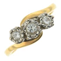 18ct gold diamond three-stone ring