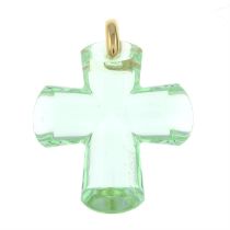 Green paste cross pendant, by Baccarat