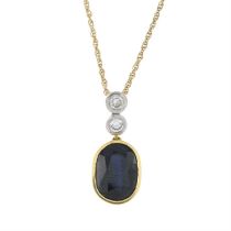 18ct gold sapphire & diamond pendant, with chain
