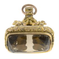 Victorian smoky quartz fob pendant