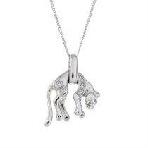 Diamond panther pendant, with 18ct gold chain