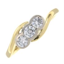 18ct gold diamond three-stone ring