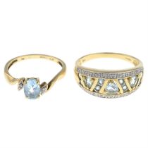 Two 9ct gold topaz rings