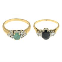 Two diamond & gem rings