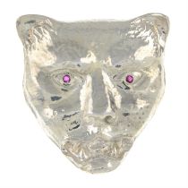 Silver panther pendant, with ruby eyes