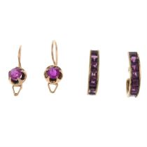 Two pairs gem-set earrings