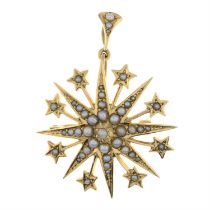 Edwardian 9ct gold split pearl brooch/pendant