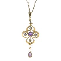 Early 20th century gem pendant, with chain
