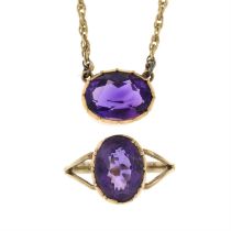 Amethyst ring & necklace
