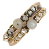Seed pearl & diamond ring