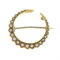 19th century gold split pearl crescent moon brooch