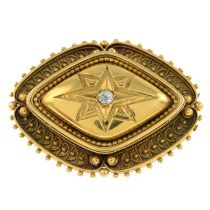 Victorian diamond memorial brooch, with portrait miniature reverse