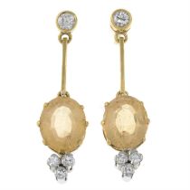 18ct gold topaz & diamond earrings