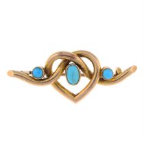 Early 20th 15ct gold turquoise brooch