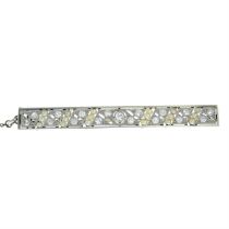 Art Deco diamond & seed pearl geometric bar brooch