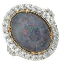 9ct gold opal triplet & zircon ring