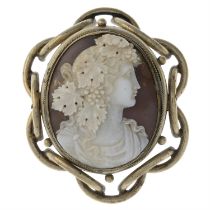 Victorian cameo & locket brooch